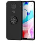 Microsonic Xiaomi Redmi Note 9 Kılıf Kickstand Ring Holder Siyah