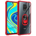 Microsonic Xiaomi Redmi Note 9S Kılıf Grande Clear Ring Holder Kırmızı