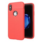 Microsonic Apple iPhone X Kılıf Deri Dokulu Silikon Kırmızı