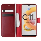 Microsonic Realme C11 2021 Kılıf Delux Leather Wallet Kırmızı