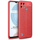 Microsonic Realme C21 Kılıf Deri Dokulu Silikon Kırmızı