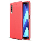 Microsonic Samsung Galaxy A7 2018 Kılıf Deri Dokulu Silikon Kırmızı