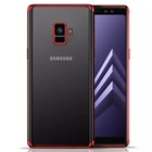 Microsonic Samsung Galaxy A8 Plus 2018 Kılıf Skyfall Transparent Clear Kırmızı