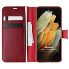 Microsonic Samsung Galaxy S21 Ultra Kılıf Delux Leather Wallet Kırmızı