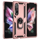 Microsonic Samsung Galaxy Z Fold 3 Kılıf Military Ring Holder Rose Gold