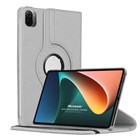 Microsonic Xiaomi Mi Pad 5 Kılıf 360 Dönerli Stand Deri Gümüş