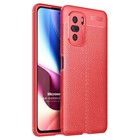 Microsonic Xiaomi Poco F3 Kılıf Deri Dokulu Silikon Kırmızı