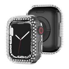 Microsonic Apple Watch Series 12 46mm Kılıf Diamond Taşlı Clear WatchBand Şeffaf