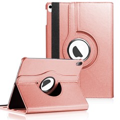 Microsonic Apple iPad Air 13 2026 Kılıf A3461-A3462 360 Rotating Stand Deri Rose Gold