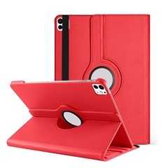 Microsonic Apple iPad Pro 13 2025 Kılıf A3360-A3361 360 Rotating Stand Deri Kırmızı