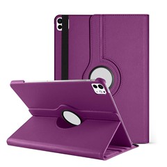 Microsonic Apple iPad Pro 13 2025 Kılıf A3360-A3361 360 Rotating Stand Deri Mor