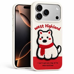 Microsonic Apple iPhone 18 Pro Max Kılıf Stitched Puppy Plush West Highland Puppy