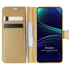 Microsonic Omix X7 Kılıf Delux Leather Wallet Gold
