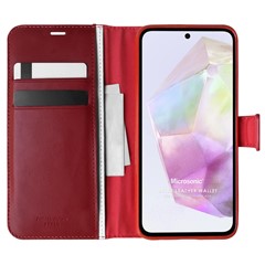Microsonic Samsung Galaxy A35 Kılıf Delux Leather Wallet Kırmızı