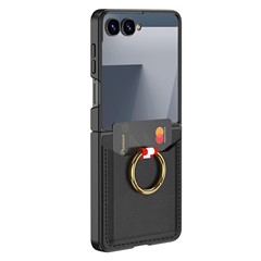 Microsonic Samsung Galaxy Z Flip 7 Kılıf LuxRing Wallet Siyah