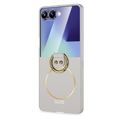 Microsonic Samsung Galaxy Z Flip 7 Kılıf Ring Fall Platinum Titanyum