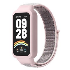 Microsonic Xiaomi Smart Band 9 Active Hasırlı Kordon Woven Sport Loop Pudra