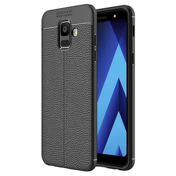 Microsonic Samsung Galaxy A6 2018 Kılıf Deri Dokulu Silikon Siyah 1