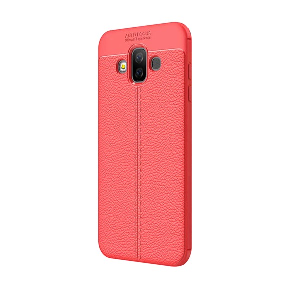 Microsonic Samsung Galaxy J7 Duo Kılıf Deri Dokulu Silikon Kırmızı 2