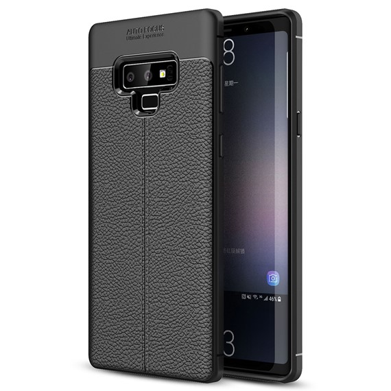 Microsonic Samsung Galaxy Note 9 Kılıf Deri Dokulu Silikon Siyah 1