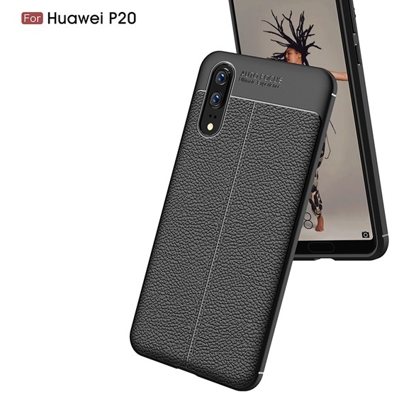 Microsonic Huawei P20 Kılıf Deri Dokulu Silikon Lacivert 5