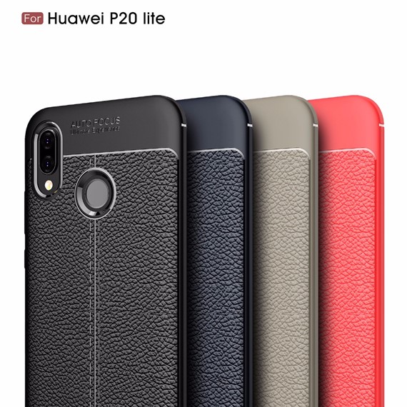 Microsonic Huawei P20 Lite Kılıf Deri Dokulu Silikon Kırmızı 4