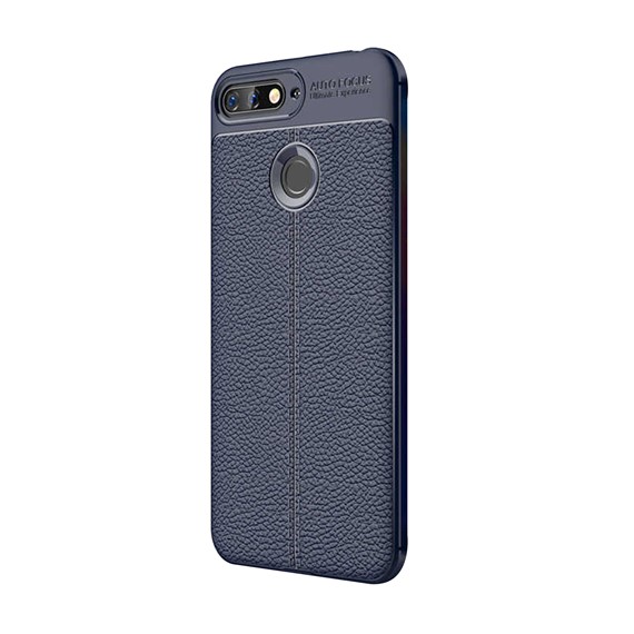 Microsonic Huawei Y7 2018 Kılıf Deri Dokulu Silikon Lacivert 2