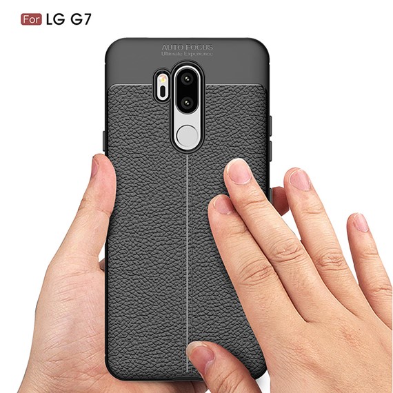 Microsonic LG G7 Kılıf Deri Dokulu Silikon Lacivert 5