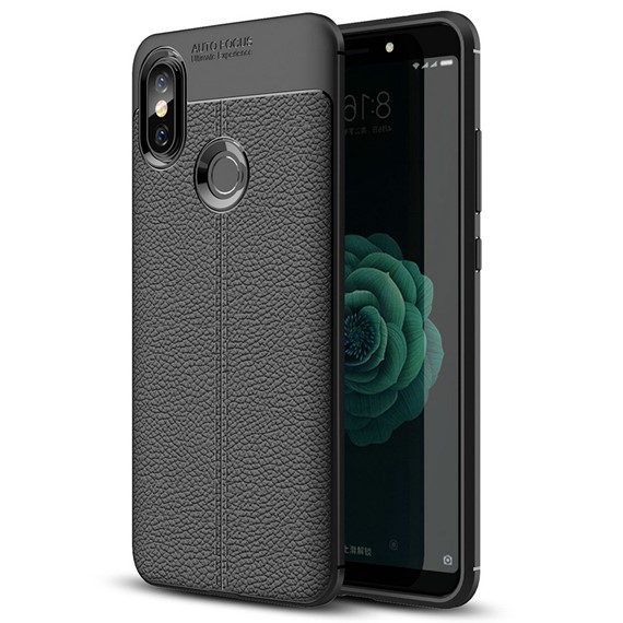 Microsonic Xiaomi Mi A2 Mi 6X Kılıf Deri Dokulu Silikon Siyah 1