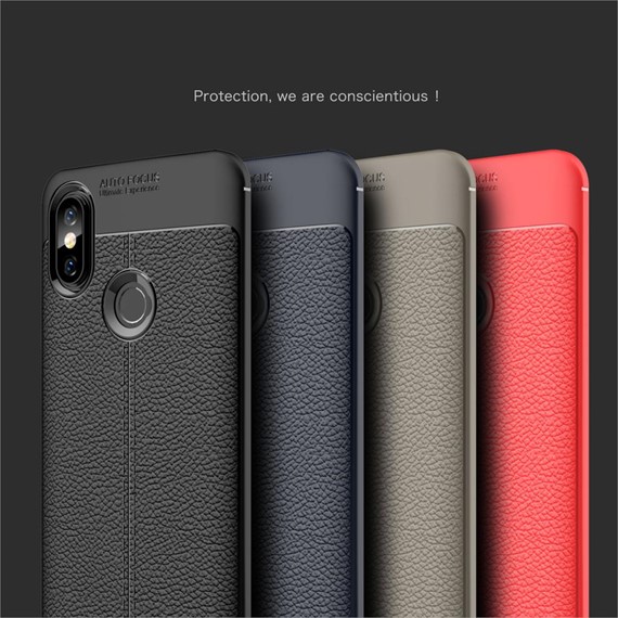 Microsonic Xiaomi Mi 8 Kılıf Deri Dokulu Silikon Lacivert 4