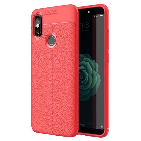 Microsonic Xiaomi Mi 8 Kılıf Deri Dokulu Silikon Kırmızı 1