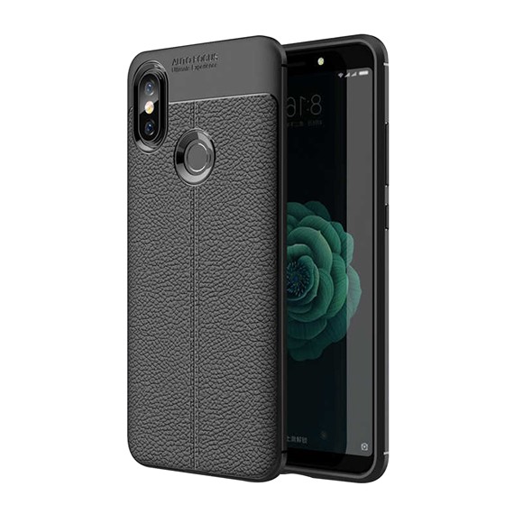 Microsonic Xiaomi Mi 8 SE Kılıf Deri Dokulu Silikon Siyah 1