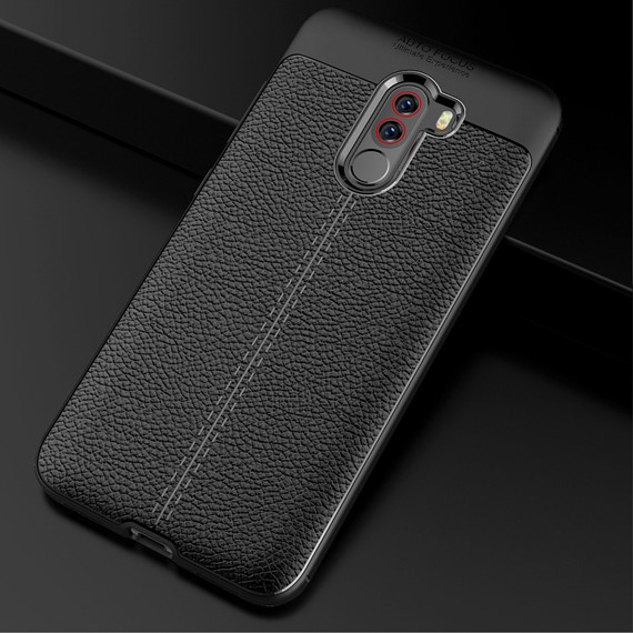 Microsonic Xiaomi Pocophone F1 Kılıf Deri Dokulu Silikon Siyah 3