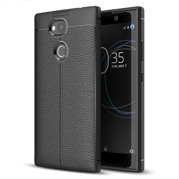 Microsonic Sony Xperia L2 Kılıf Deri Dokulu Silikon Siyah 1