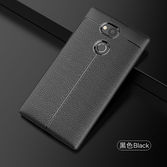Microsonic Sony Xperia L2 Kılıf Deri Dokulu Silikon Siyah 3