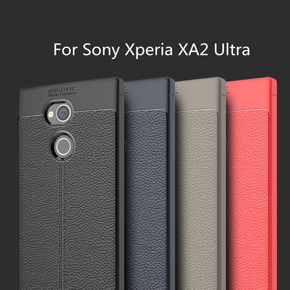 Microsonic Sony Xperia XA2 Ultra Kılıf Deri Dokulu Silikon Siyah 4