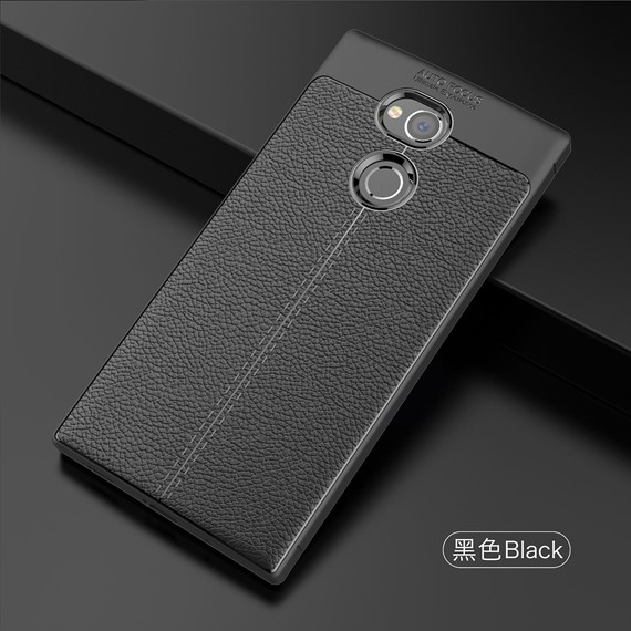 Microsonic Sony Xperia XA2 Ultra Kılıf Deri Dokulu Silikon Siyah 3