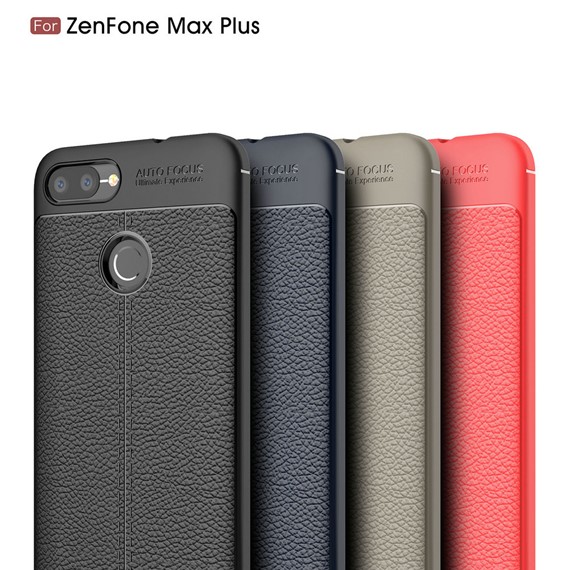 Microsonic Asus Zenfone Max Plus M1 5 7 ZB570TL Kılıf Deri Dokulu Silikon Lacivert 4