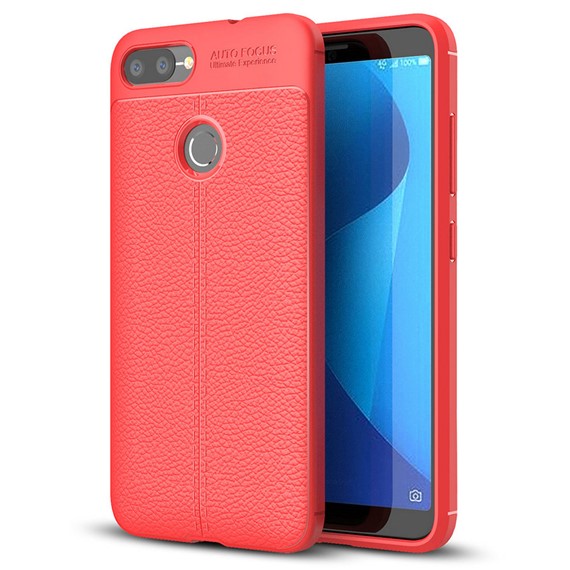 Microsonic Asus Zenfone Max Plus M1 5 7 ZB570TL Kılıf Deri Dokulu Silikon Kırmızı 1