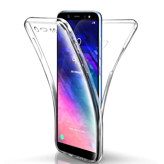 Microsonic Samsung Galaxy A6 2018 Kılıf 6 tarafı tam full koruma 360 Clear Soft Şeffaf 1