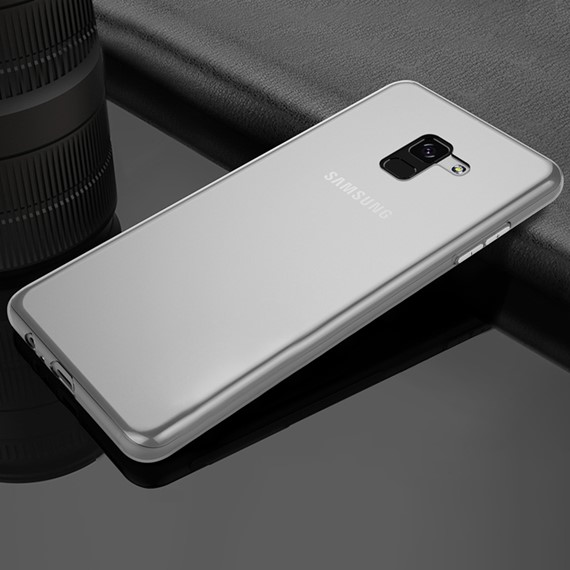 Microsonic Samsung Galaxy A8 Plus 2018 Kılıf Transparent Soft Beyaz 3
