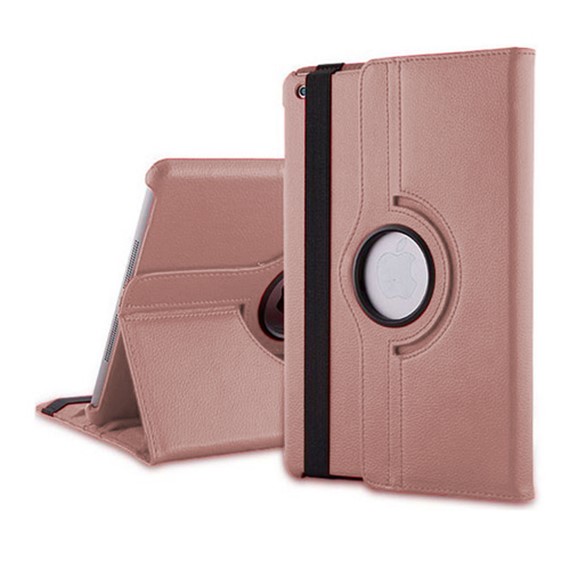 Microsonic 360 Rotating Stand Deri Kılıf iPad 5 Air Rose Gold 1