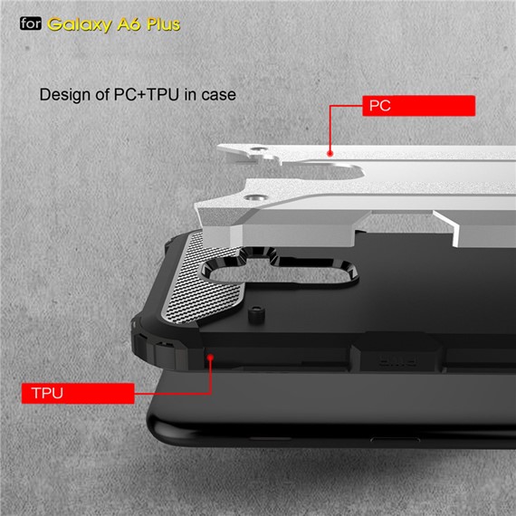 Microsonic Samsung Galaxy A6 Plus 2018 Kılıf Rugged Armor Gümüş 4