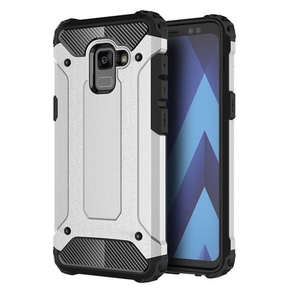 Microsonic Samsung Galaxy A8 2018 Kılıf Rugged Armor Gümüş 1