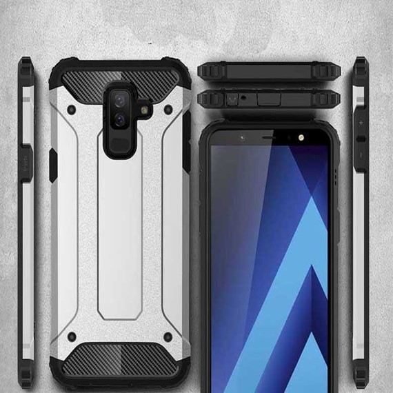 Microsonic Samsung Galaxy J8 Kılıf Rugged Armor Gümüş 5