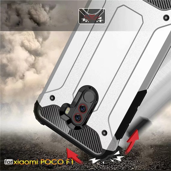 Microsonic Xiaomi Pocophone F1 Kılıf Rugged Armor Gümüş 3