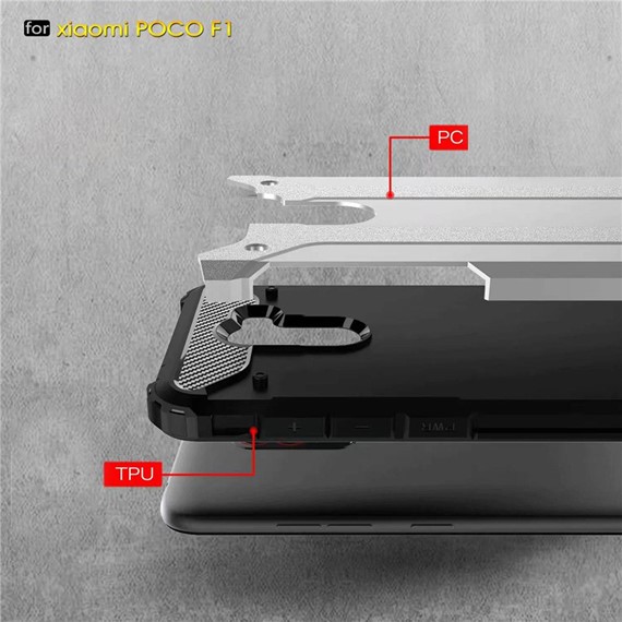 Microsonic Xiaomi Pocophone F1 Kılıf Rugged Armor Siyah 4