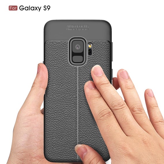 Microsonic Samsung Galaxy S9 Kılıf Deri Dokulu Silikon Lacivert 5