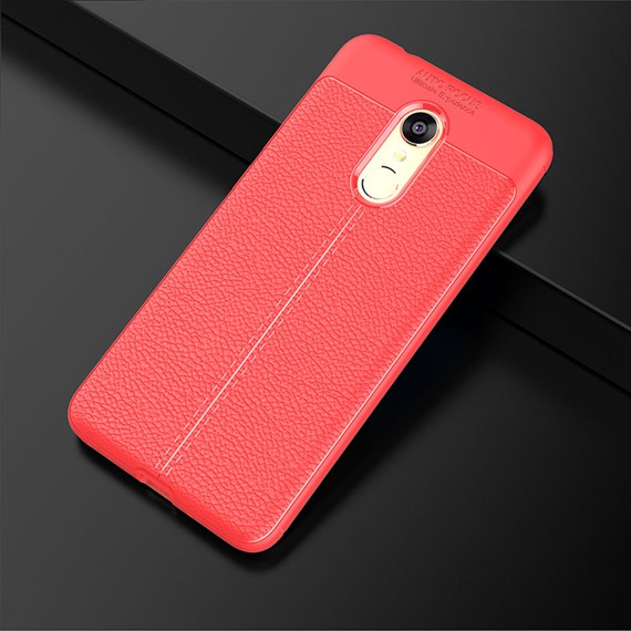 Microsonic Xiaomi Redmi 5 Kılıf Deri Dokulu Silikon Kırmızı 3