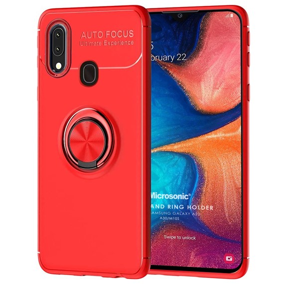 Microsonic Samsung Galaxy A30 Kılıf Kickstand Ring Holder Kırmızı 1